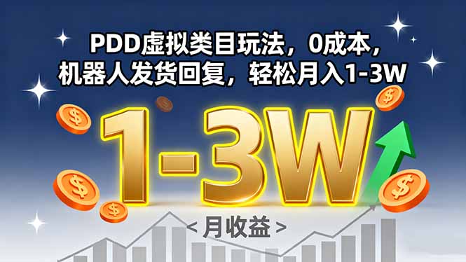 PDD虚拟类目玩法，0成本，机器人发货回复，轻松月入1-3W-weicye