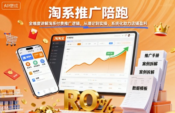淘系推广陪跑，全维度讲解淘系付费推广逻辑，从理论到实操，系统化助力店铺盈利-weicye