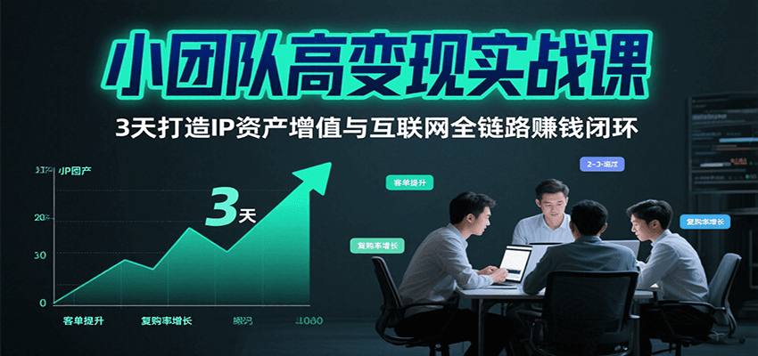 小团队高变现实战课，3天打造IP资产增值与互联网全链路赚钱闭环(第二期)-weicye