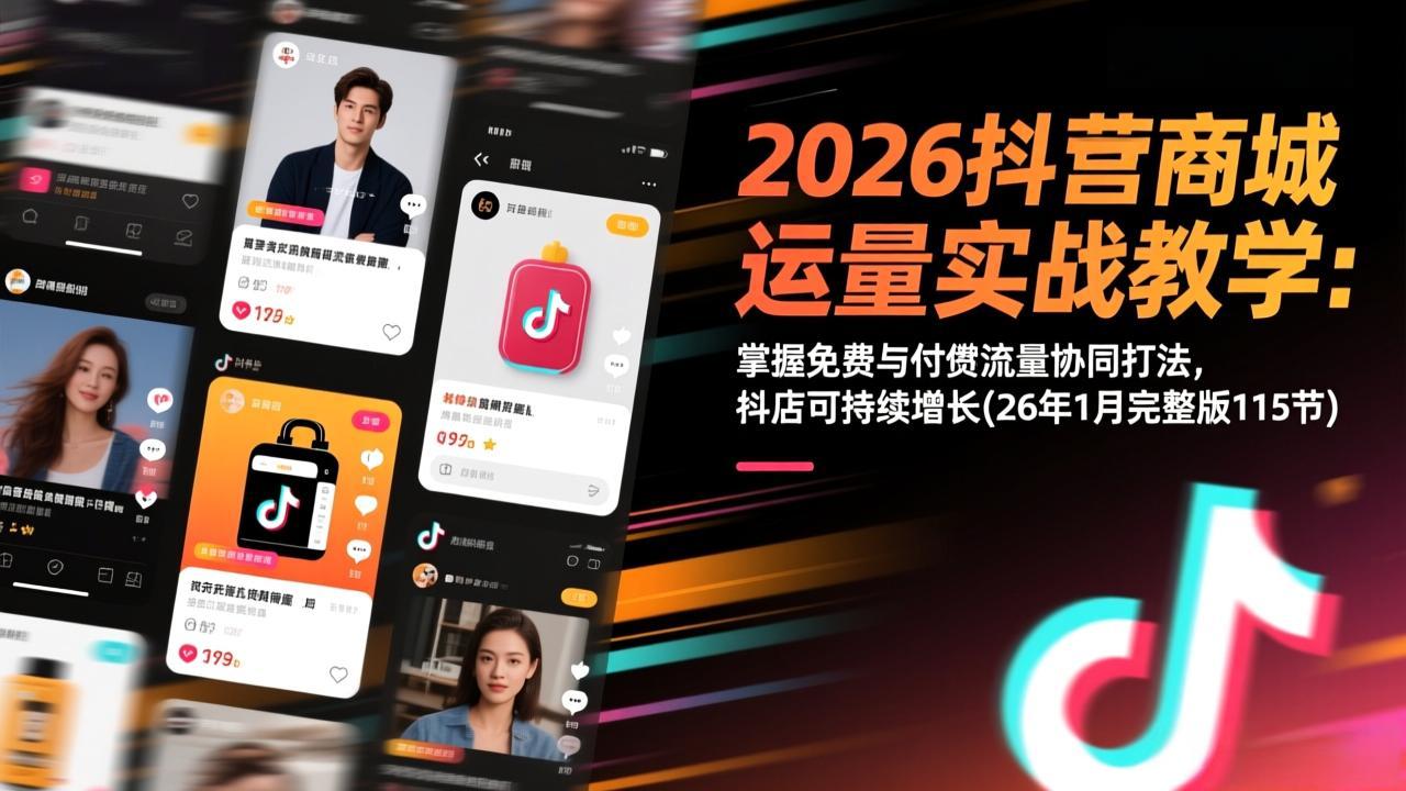 2026抖音商城运营实战教学：掌握免费与付费流量协同打法，抖店可持续增长(26年1月完整版115节-weicye