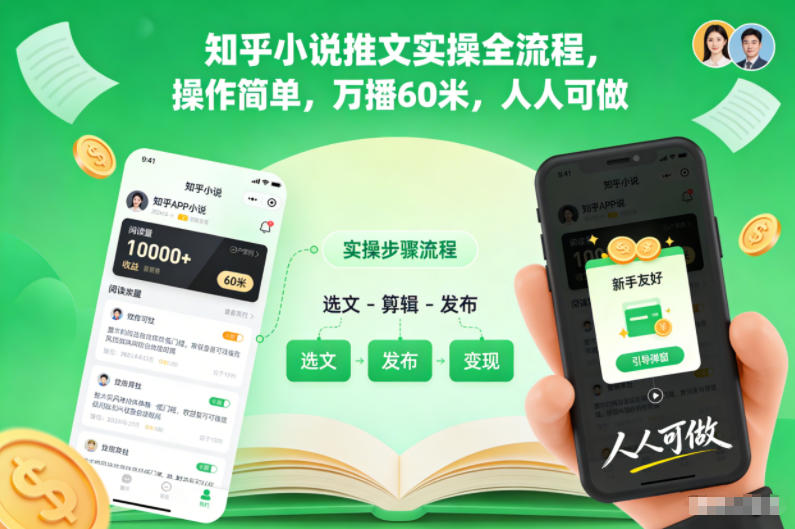 知乎小说推文实操全流程，操作简单，万播60米，人人可做-weicye