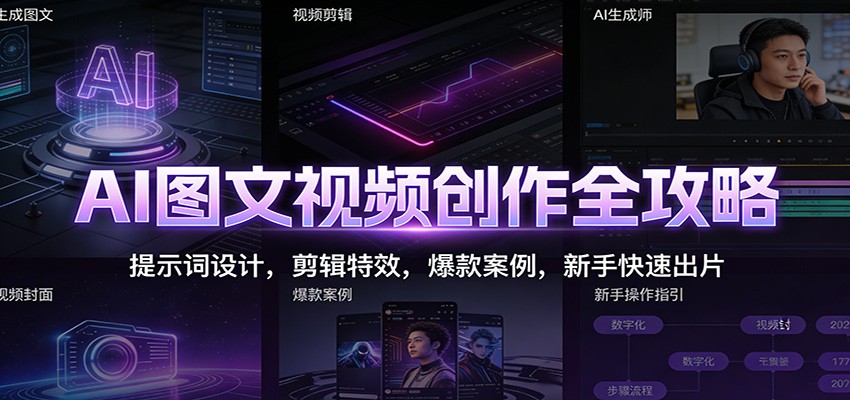 AI图文视频创作全攻略：提示词设计，剪辑特效，爆款案例，新手快速出片-weicye