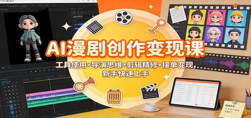 AI漫剧创作变现课：工具使用+导演思维+剪辑精修+接单变现，新手快速上手-weicye