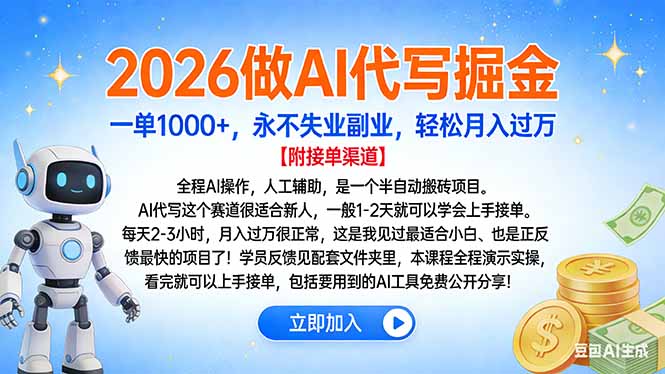 2026做AI代写掘金，一单1000+，永不失业副业，轻松月入过万-weicye