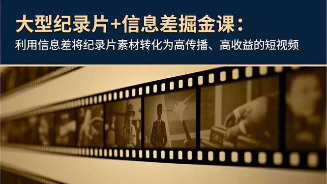 大型纪录片+信息差掘金课：利用信息差将纪录片素材转化为高传播、高收益的短视频-weicye
