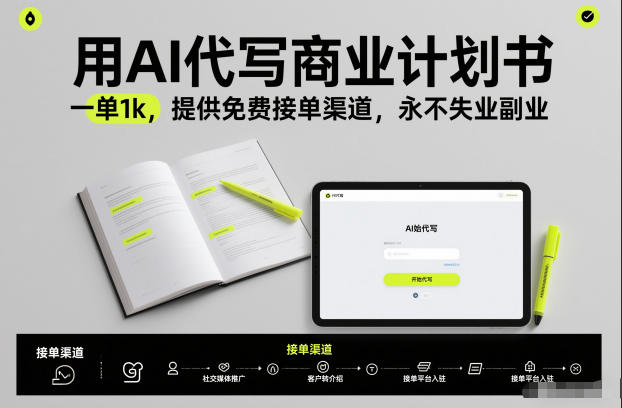 用AI代写商业计划书，一单1k，提供免费接单渠道，永不失业副业-weicye