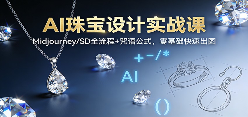 AI珠宝设计实战课：Midjourney/SD全流程+咒语公式，零基础快速出图-weicye