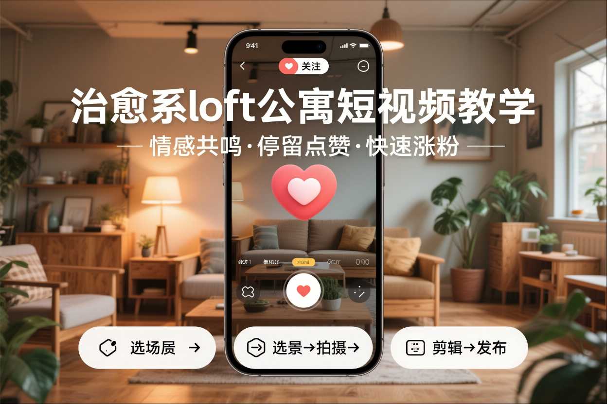 治愈系loft公寓短视频制作教学，情感共鸣引停留点赞关注，快速起号涨粉-weicye