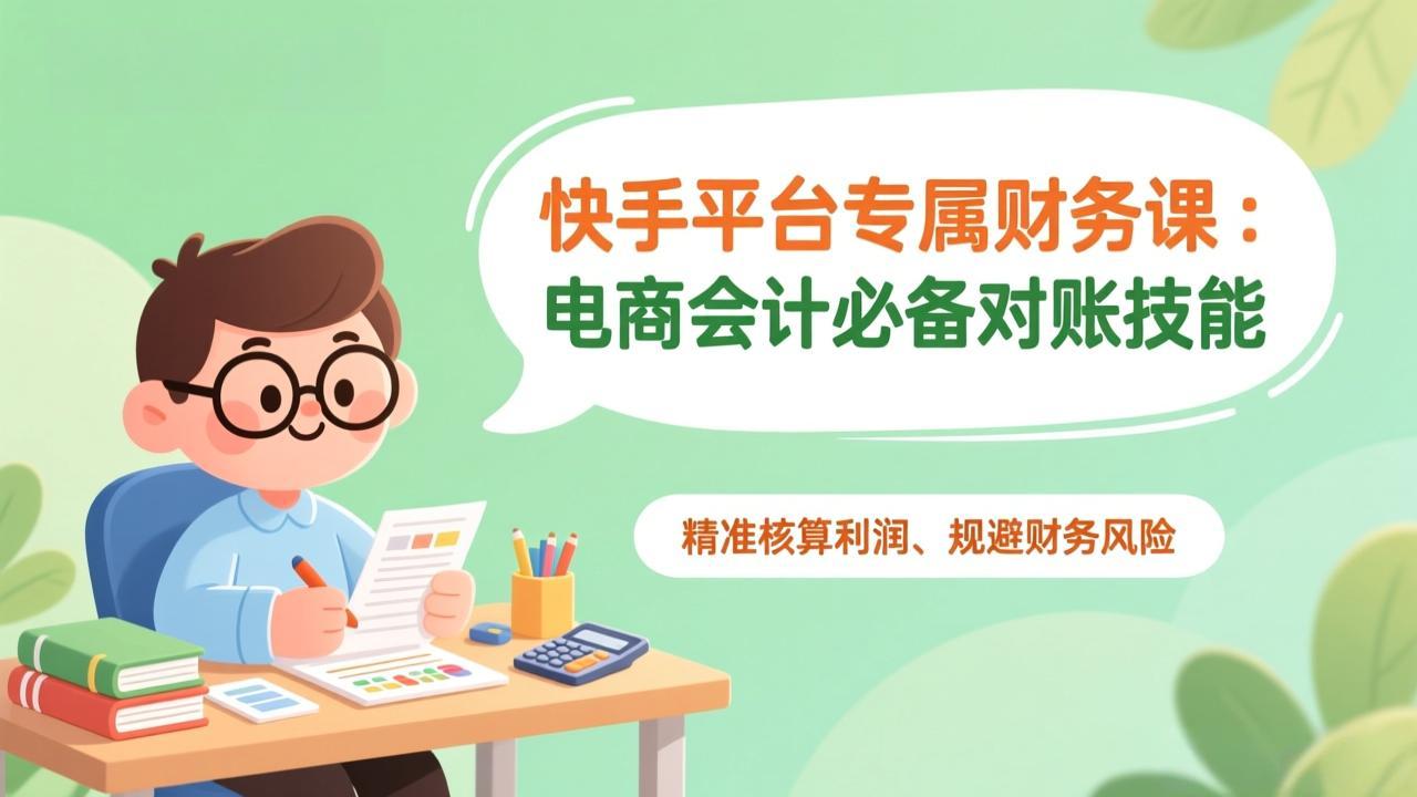 快手平台专属财务课：电商会计必备对账技能，精准核算利润、规避财务风险-weicye