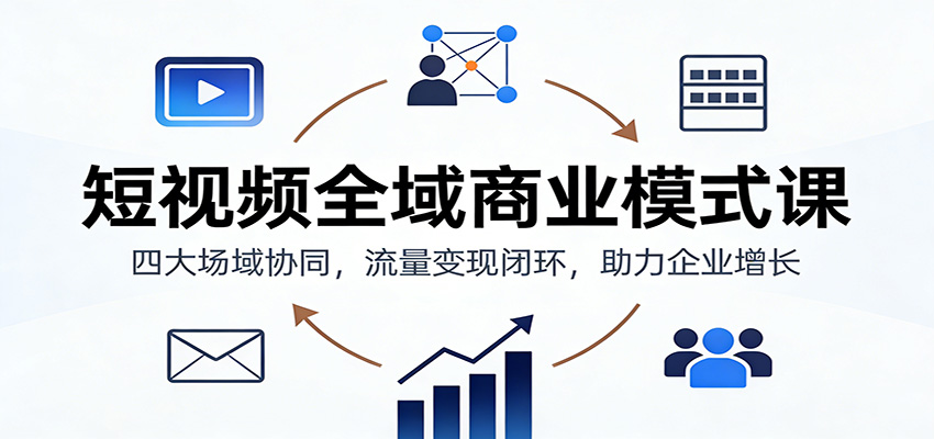 短视频全域商业模式课：四大场域协同，流量变现闭环，助力企业增长-weicye
