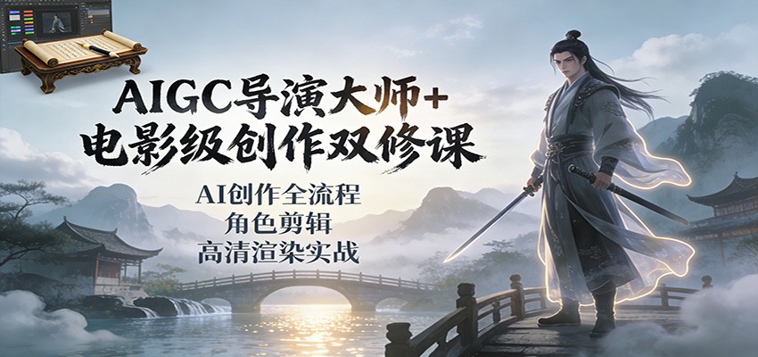 AIGC导演大师+电影级创作双修课：AI创作全流程、角色剪辑、高清渲染实战-weicye