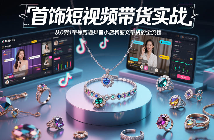 首饰短视频带货实战，从0到1带你跑通抖音小店和图文带货的全流程-weicye