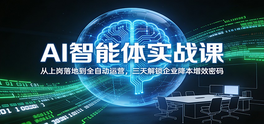 AI智能体实战课：从上岗落地到全自动运营，三天解锁企业降本增效密码-weicye