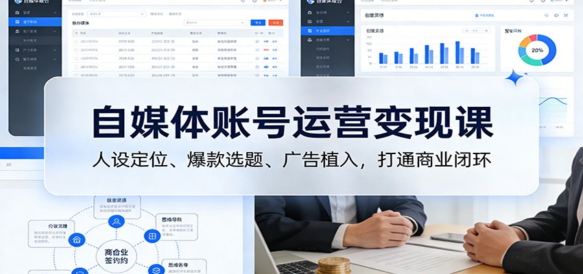 自媒体账号运营变现课：人设定位、爆款选题、广告植入，打通商业闭环-weicye