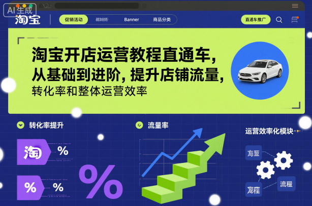 淘宝开店运营教程直通车，从基础到进阶，提升店铺流量，转化率和整体运营效率(更新26年1月)-weicye