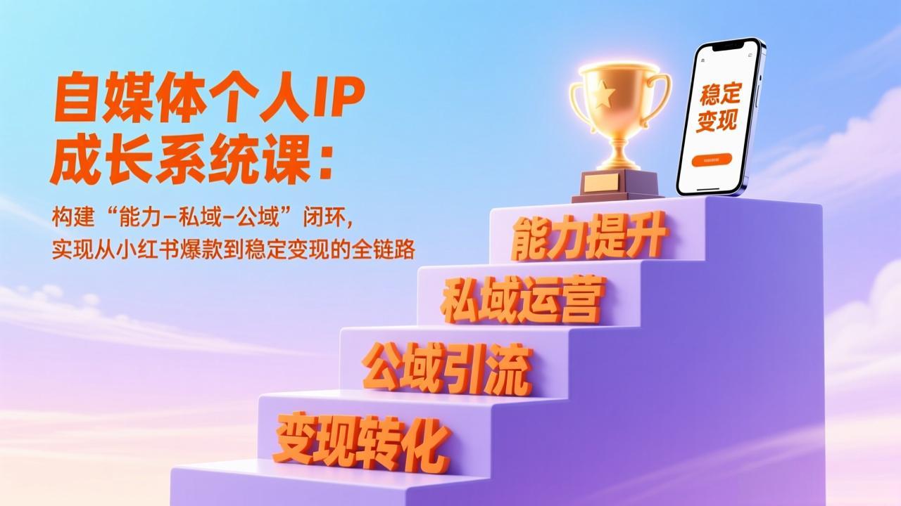 自媒体个人IP成长系统课：构建“能力-私域-公域”闭环，实现从小红书爆款到稳定变现的全链路-weicye