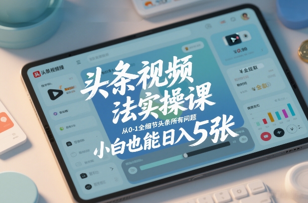 头条视频玩法实操课，从0-1全细节头条所有问题，小白也能日入5张-weicye