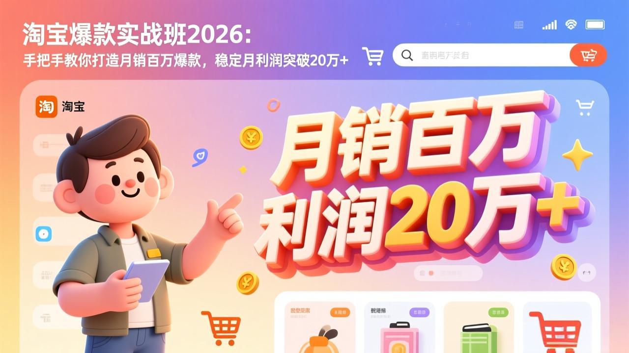 淘宝爆款实战班2026：手把手教你打造月销百万爆款，稳定月利润突破20万+-weicye