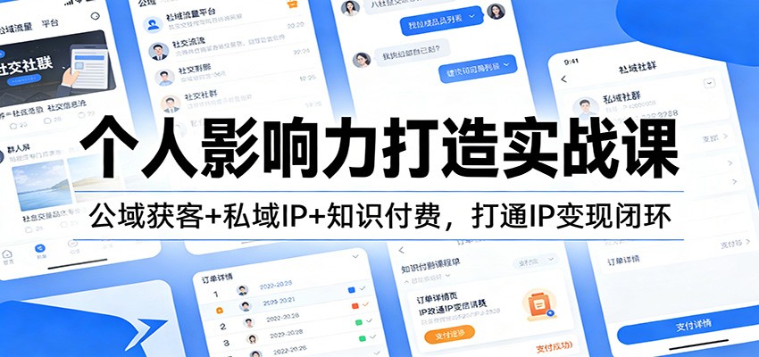 个人影响力打造实战课：公域获客+私域IP+知识付费，打通IP变现闭环-weicye