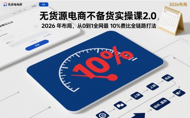 无货源电商不备货实操课2.0，2026年布局，从0到1全网最低10%费比全链路打法【更新】-weicye