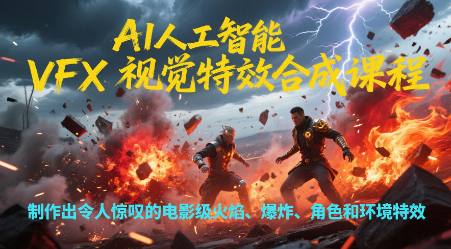 AI人工智能VFX视觉特效合成课程，制作出令人惊叹的电影级火焰、爆炸、角色和环境特效-weicye