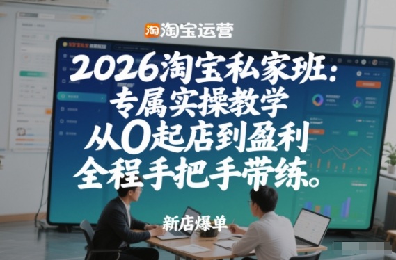 2026淘宝私家班：专属实操教学，从0起店到盈利，全程手把手带练-weicye