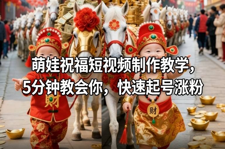 萌娃祝福短视频制作教学，5分钟教会你，快速起号涨粉-weicye