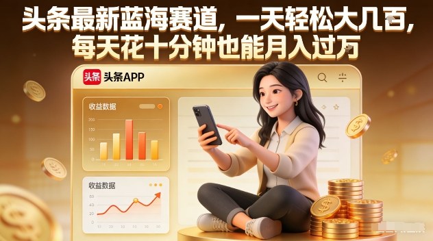 头条最新蓝海赛道，一天轻松大几张，每天花十分钟也能月入过1W【揭秘】-weicye