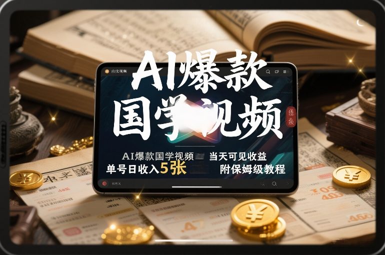 AI爆款国学视频，独家起号方法，小白直接上手，当天可见收益，单号日收入5张+附保姆级教程-weicye