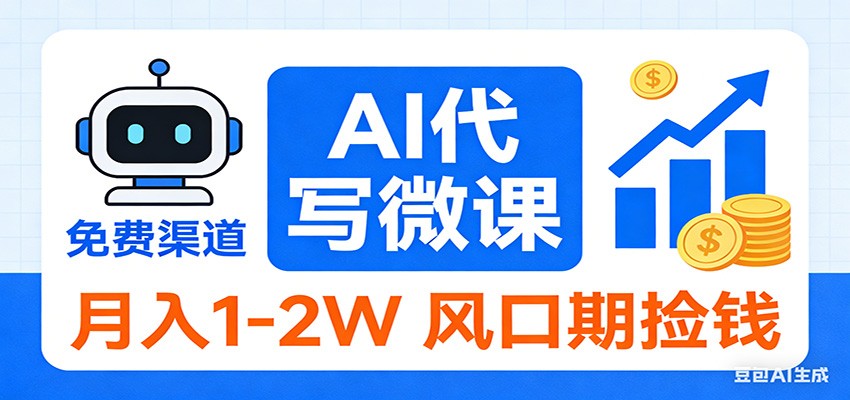 2026告别打工！AI 代写微课，提供免费渠道，月入 1-2W 风口期捡钱-weicye