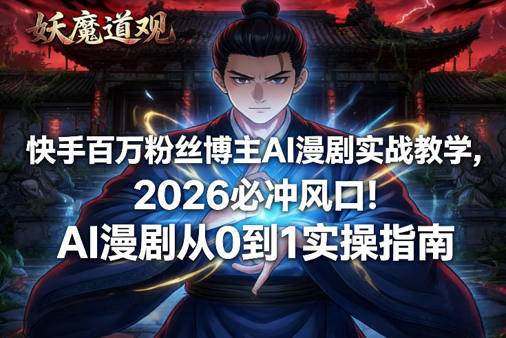 快手百万粉丝博主AI漫剧实战教学，2026必冲风口！AI漫剧从0到1实操指南-weicye