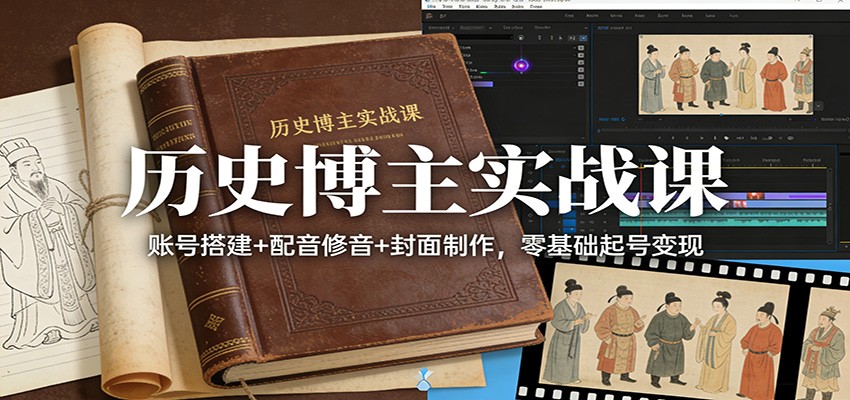 历史博主实战课：账号搭建+配音修音+封面制作，零基础起号变现-weicye
