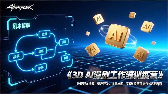3D AI漫剧工作流训练营：教授剧本拆解、资产开发、批量出图，实现S级画质交付+稳定盈利-weicye