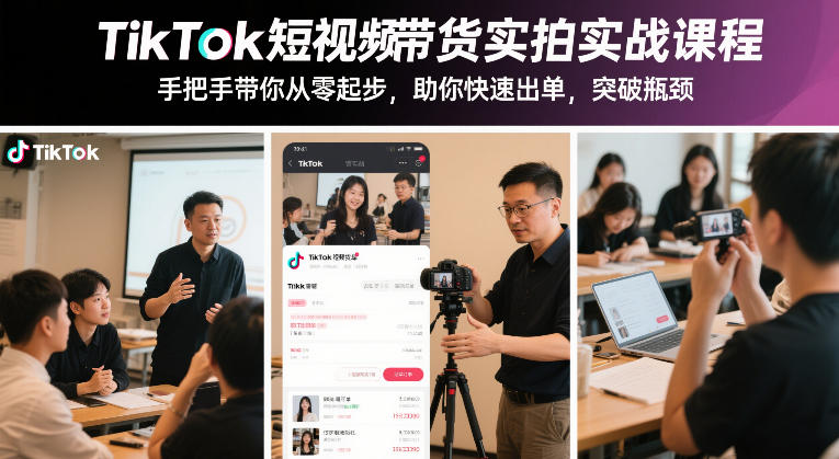 TikTok短视频带货实拍实战课程，手把手带你从零起步，助你快速出单，突破瓶颈-weicye