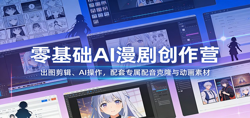 零基础AI漫剧创作营：出图剪辑、AI操作，配套专属配音克隆与动画素材-weicye