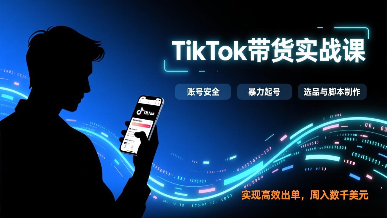 TikTok带货实战课，涵盖账号安全、暴力起号、选品与脚本制作，实现高效出单，周入数千美元-weicye