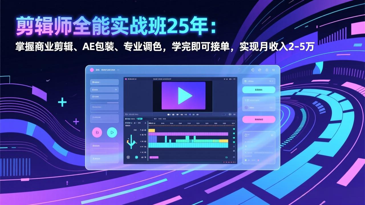 剪辑师全能实战班25年：掌握商业剪辑、AE包装、专业调色，学完即可接单，实现月收入2-5万-weicye