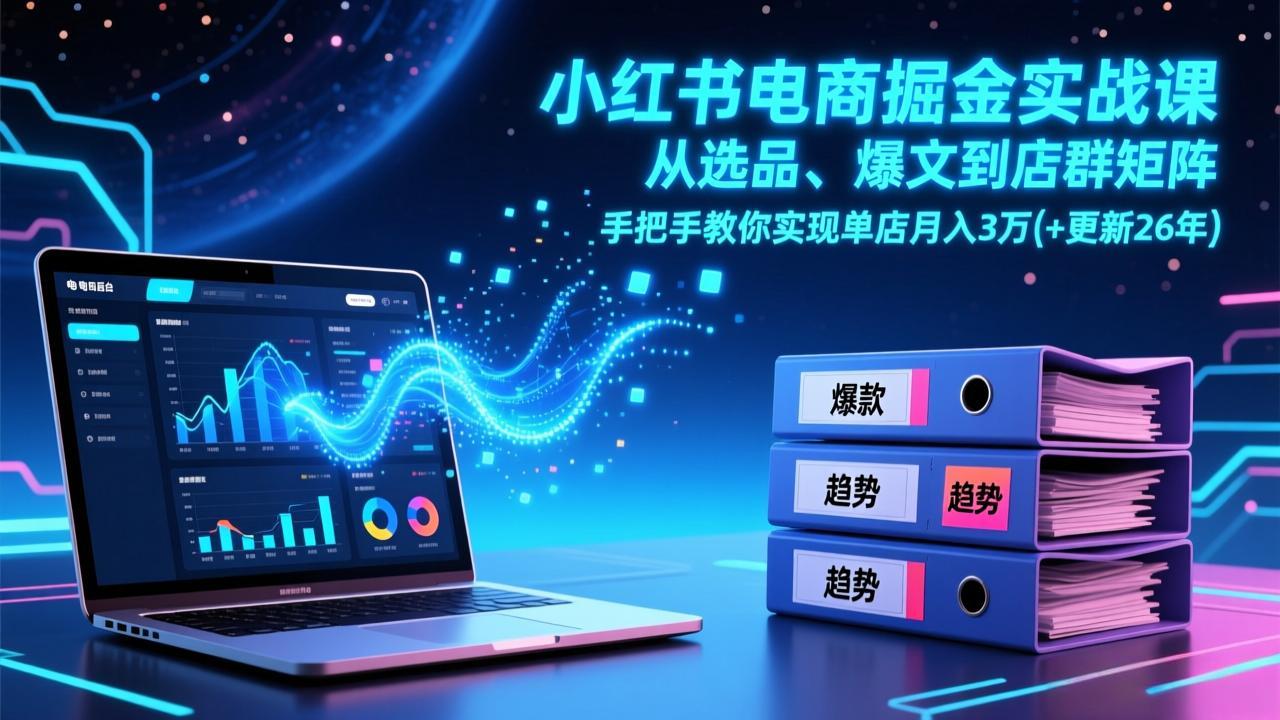 小红书电商掘金实战课，从选品、爆文到店群矩阵，手把手教你实现单店月入3万+(更新26年-weicye