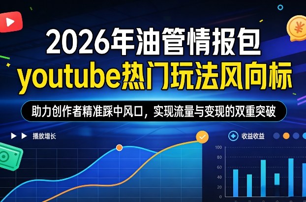 2026年油管情报包，youtube热门玩法风向标，助力创作者精准踩中风口，实现流量与变现的双重突破-weicye
