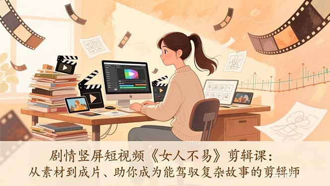 剧情竖屏短视频《女人不易》剪辑课：从素材到成片、助你成为能驾驭复杂故事的剪辑师-weicye