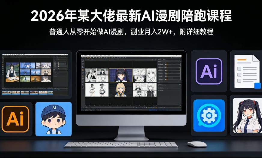 26年某大佬最新Ai漫剧陪跑课程，普通人从零开始做AI漫剧，副业月入2W+-weicye