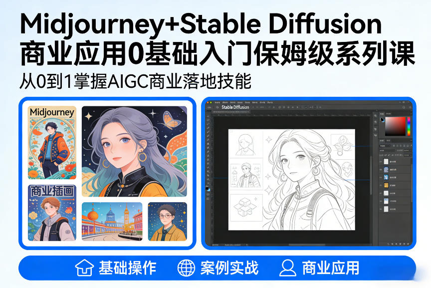 AIGC商业应用Midjourney+Stable Diffusion教程，0基础入门保姆级系列课-weicye
