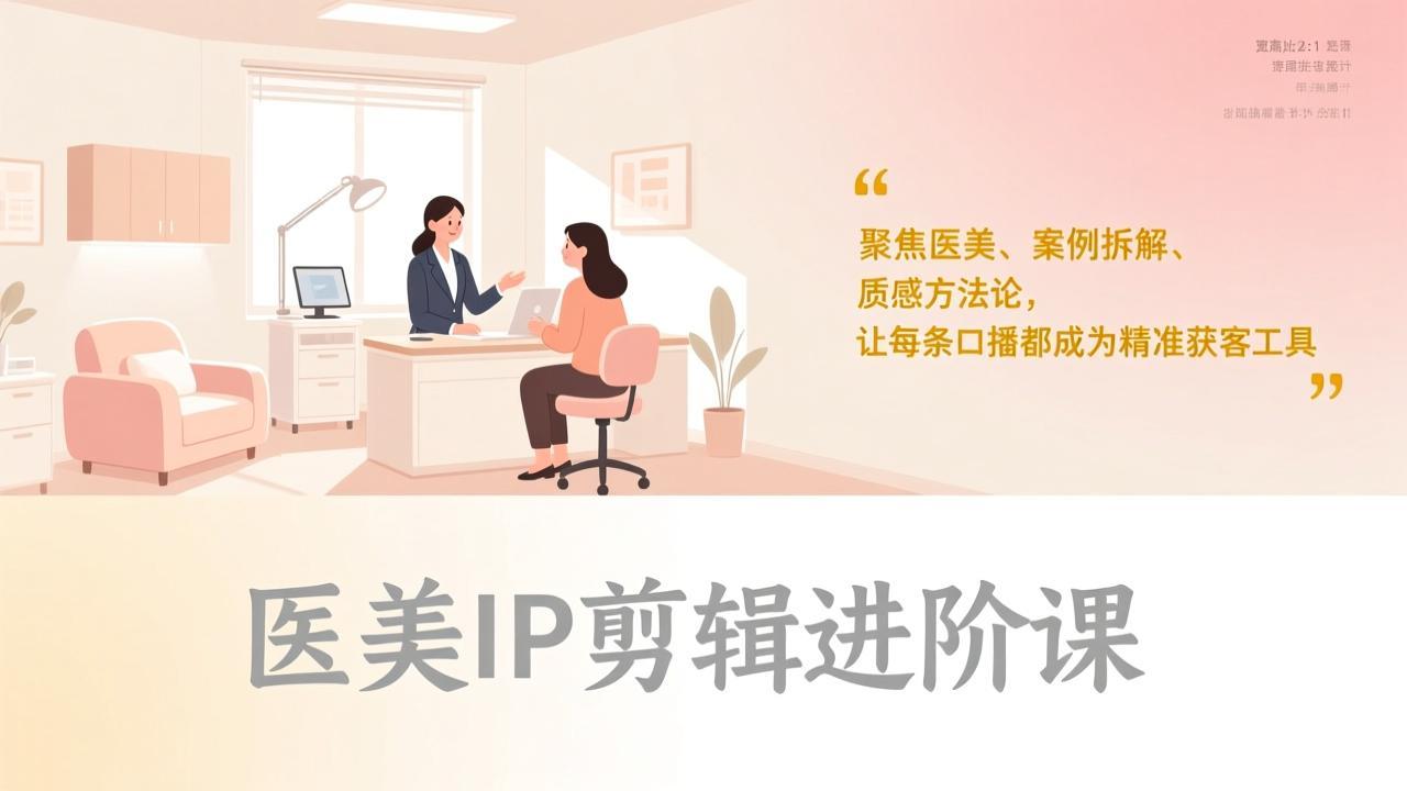 医美IP剪辑进阶课，聚焦医美、案例拆解、质感方法论，让每条口播都成为精准获客工具-weicye