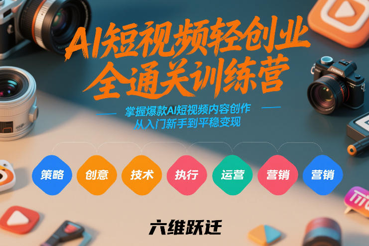 AI短视频轻创业全通关训练营，掌握爆款AI短视频内容创作，从入门新手到平稳变现的六维跃迁-weicye