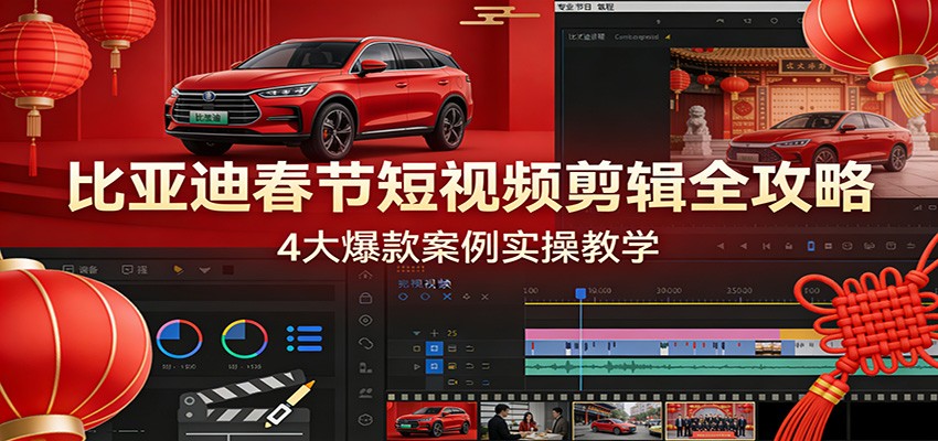 比亚迪春节短视频剪辑全攻略，4大爆款案例实操教学-weicye