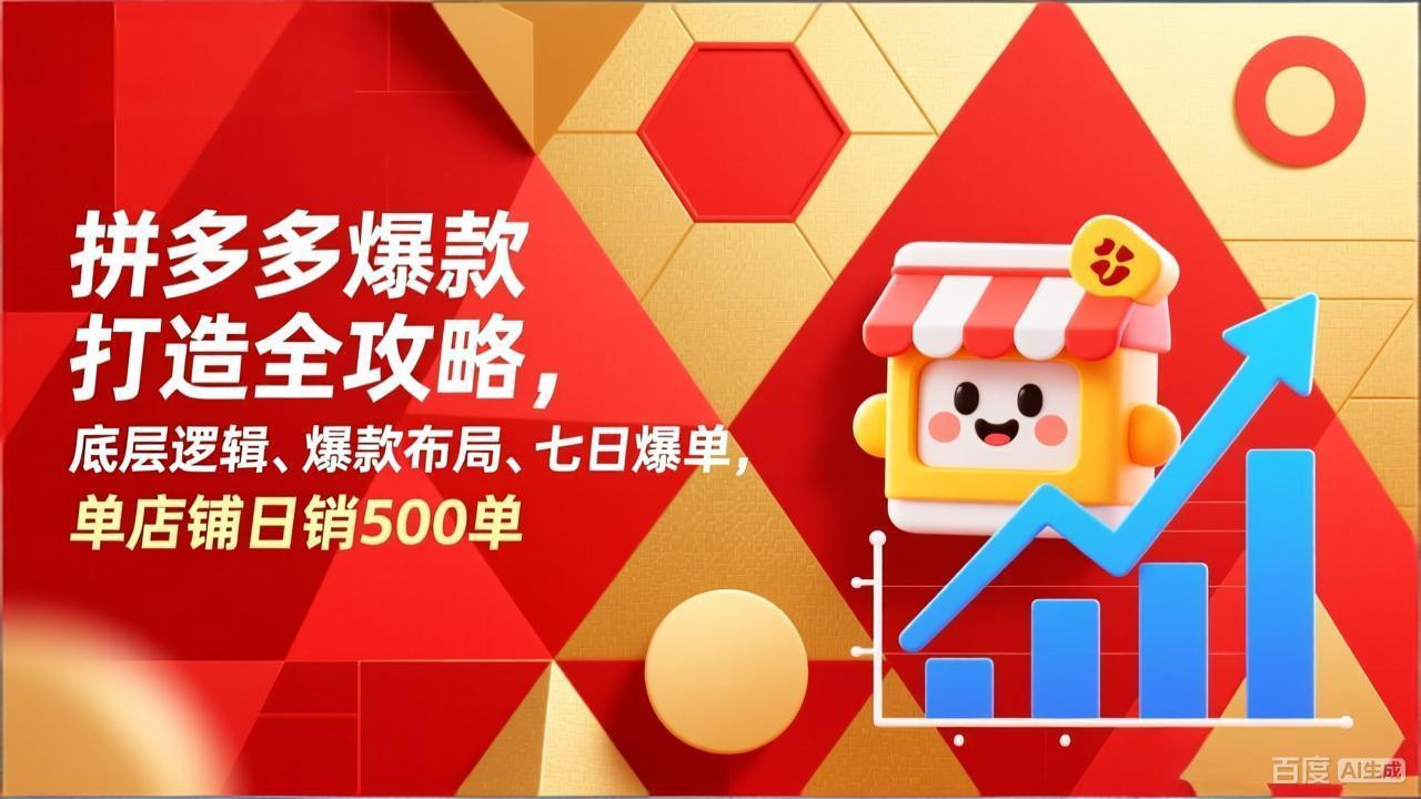 拼多多爆款打造全攻略，底层逻辑、爆款布局、七日爆单，单店铺日销500单-weicye
