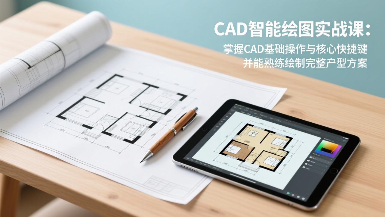 CAD智能绘图实战课：掌握CAD基础操作与核心快捷键，并能熟练绘制完整户型方案-weicye