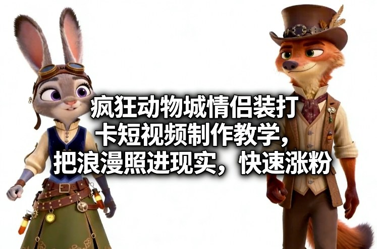 疯狂动物城情侣装打卡短视频制作教学，把浪漫照进现实，快速涨粉-weicye