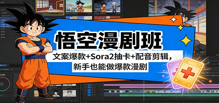 悟空漫剧班：文案爆款+Sora2抽卡+配音剪辑，新手也能做爆款漫剧-weicye