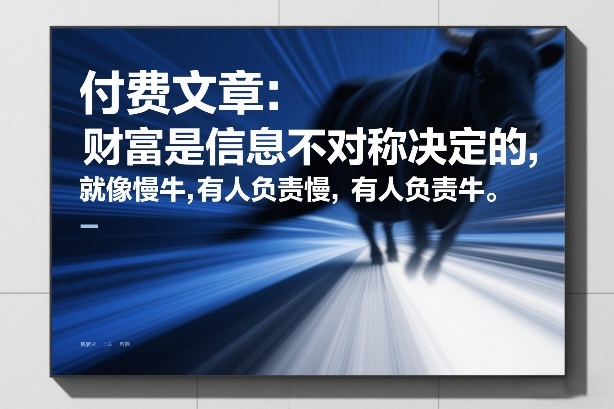 付费文章：财富是信息不对称决定的，就像慢牛，有人负责慢，有人负责牛-weicye